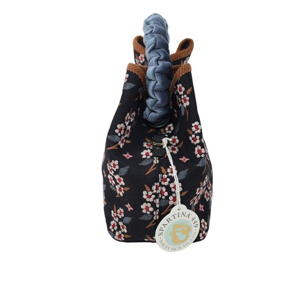 Spartina 449 Crossbody Velvet Handle Bucket Bag - White Hall Blossom Sprig - NWT - Picture 7 of 15
